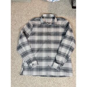 Lululemon Masons Peak Long Sleeve Button Down Shirt Men Grey Black Plaid Flannel